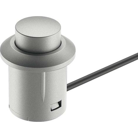Interruptor pulsador de encendido/apagado de 14 x 20 mm – Cable de alimentación de 2 m – Protección IP20 – Plástico gris para montaje empotrado (1/2)