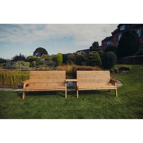 Valley 6 Seat Set 2X3B Straight Tray - Timber - L100 x W330 x H95 cm - Fully Assembled - Set of Waterproof Cushions Included