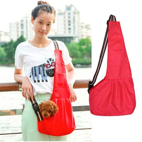 Sac bandoulière pour animaux de compagnie, idéal pour les petits et moyens animaux de compagnie. Sac à bandoulière mains libres avec bandoulière réglable et respirant. (1/4)