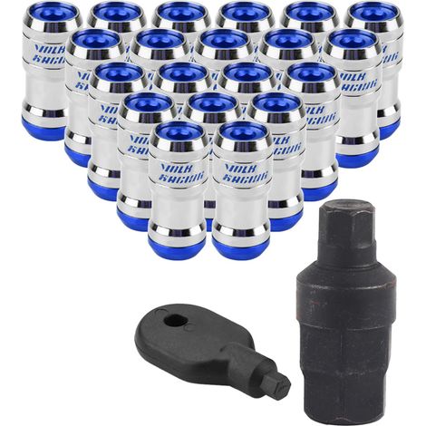 Naroote Écrous de Roue, écrous de Camion, écrous de Roue en Matériau forgé à Froid avec 20 écrous de Blocage pour Roues de Rechange (Blue)