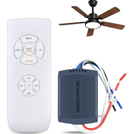 Nuevo Kit de télécommande universelle pour ventilateur de plafond 3 en 1 avec 3 vitesses et 4 minuteries, récepteur et émetteur pour la maison, le bureau, l'hôtel (1/5)