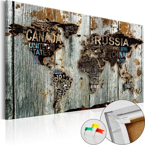 Quadri di sughero - Wooden Border [Cork Map] - 90x60 (1/4)