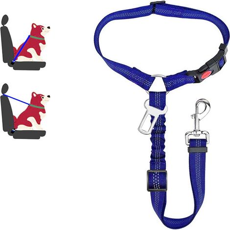 Laisse portable pour chien avec cordon r��fl��chissant r��glable pour une utilisation en ext��rieur, bleu fonc��, taille standard.