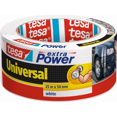 Ruban Adhésif Toile - Tenue extra forte - Duct Tape pour les Réparations, la Fixation, l'Étanchéité et plus Encore - Blanc - 1 Rouleau - 25 m x 50 mm (1/5)