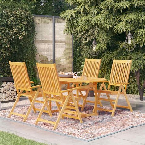 Salon de jardin 5 pcs Ensemble Table et Chaise de Jardin - Bois de teck massif BV836951 - BonneVie (1/5)