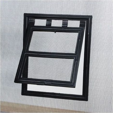 Chatière moustiquaire pour porte ou baie vitrée H29 cm x L24 cm noire (1/5)