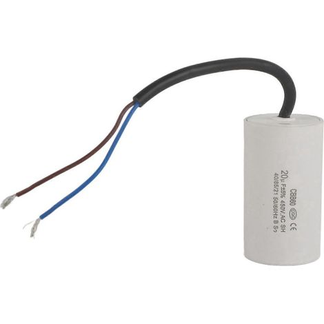 Condensateur de démarrage CBB60 pour moteurs, 450 V, 20 µF, avec câble de connexion (1/4)