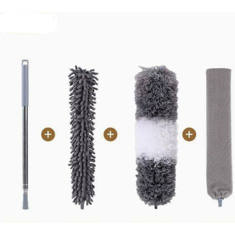 Teile Teleskop-Staubwedel, waschbare Mikrofaser, Teleskop-Staubwedel für Decken, geeignet für Decken, Grau