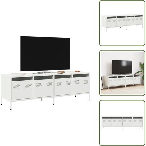 Mobile in acciaio laminato - vidaXL Mobile TV Bianco 135x39x43,5 cm in Acciaio Laminato a Freddo - Mobile TV industriale