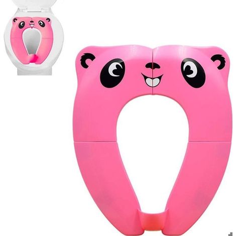 Siège de toilette enfant pliable - 1 unité - Plastique - Réducteur ergonomique - Salle de bain - Rose (1/5)