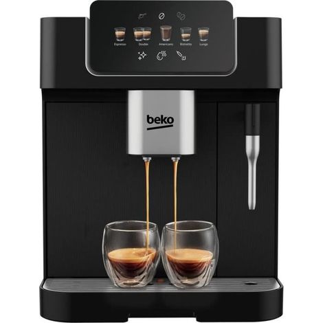 Beko – Cafetière à dosettes automatique 1350W – 19 bars – Buse vapeur pour cappuccino – Réservoir 2L – Mouture réglable – Compacte inox (1/7)