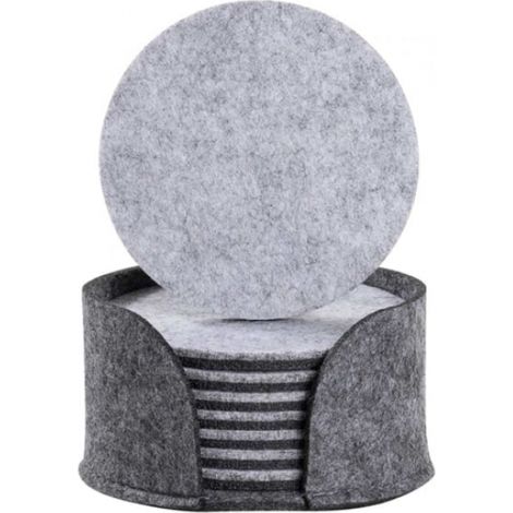 10er-Pack wendbare Untersetzer aus grauem Filz mit grauem Halter (1/5)