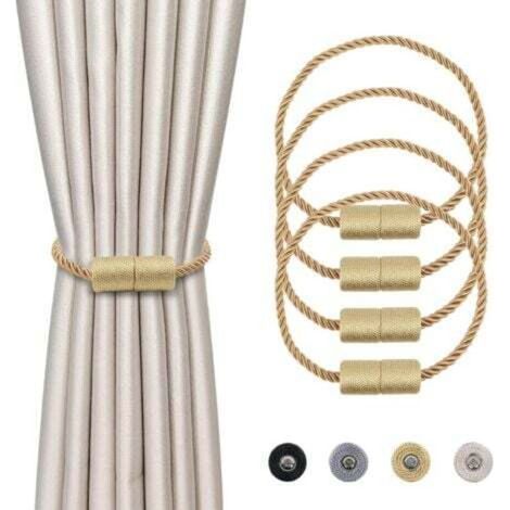 4 Pièces Magnétiques Embrasses de Rideaux Or Tressées Boucle de Rideau Aimanté Attache Rideau Corde de Rideau de 45 cm - Accessoires de Rideaux pour la Décoration de la Maison (1/4)