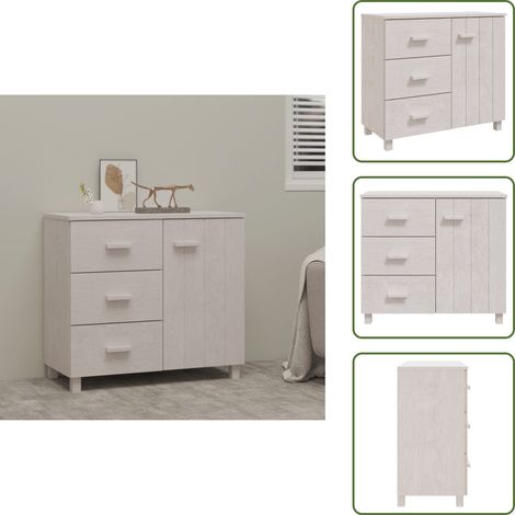 Buffet HAMAR Blanc 90x40x80 cm Bois massif de pin - Buffet Blanc - Meuble Rangement - Armoire Tiroir - Mobilier Salon - Décoration Intérieure (1/5)