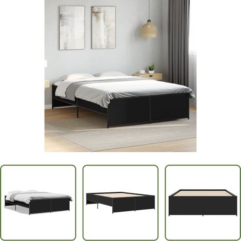 vidaXL Metall Bett - Bettgestell Schwarz 120x200 cm Holzwerkstoff und Metall (1/5)