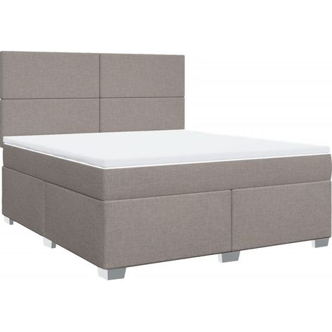 Maison Exclusive - Sommier à lattes de lit avec matelas Taupe 180x200 cm Tissu (1/5)