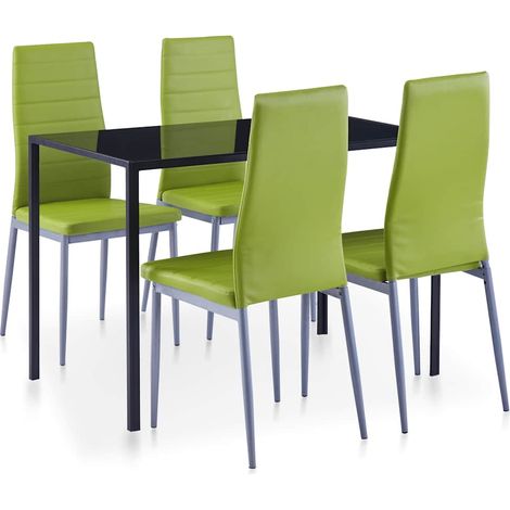 vidaXL Conjunto de mesa y sillas de comedor 5 piezas verde (1/5)