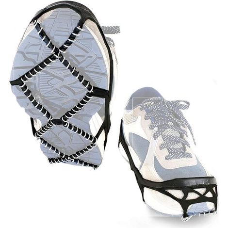 Chaînes à neige antidérapantes avec crampons en acier inoxydable, taille EU 35-43, pour marche sûre sur neige et glace, noir (1/5)