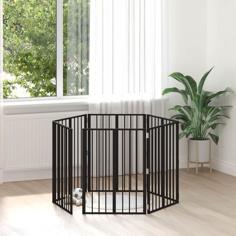 Puerta para perros 6 pcs Negro 60 x 80 cm Acero Galvanizado