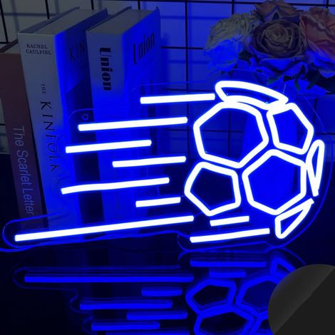 Soccer Néon LED, décoratif, sport, bleu, bar, pour chambre Panneau Néon Soccer salle de football, salle de jeux pour les fans 15.5 x 10.2inch (mur) (1/5)
