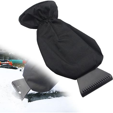 Noir,Grattoir à glace avec gant, grattoir à glace professionnel pour vitres de voiture, grattoir à glace avec gant monstre de glace, grattoir à neige (1/5)