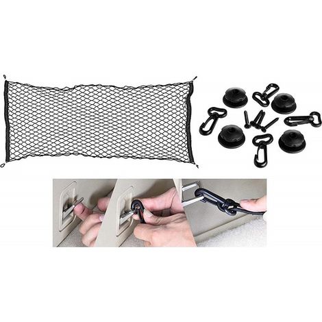 TRADE SHOP - Rete Da Carico Auto Portaoggetti 114x61cm Elastico Bagagliaio Da Appendere Organizzatore -