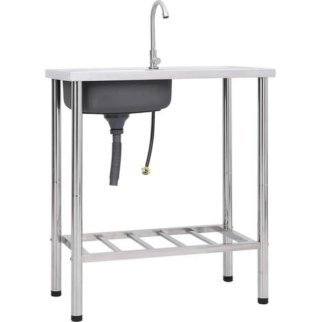 Évier de camping Seul lavabo - Évier Cuisine avec robinet Acier inoxydable BV695645 - BonneVie (1/5)