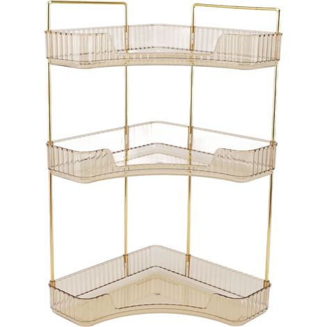 3 Tier Makeup Shelf Organizer Easy Access Aesthetic Corner Bathroom Countertop Organizer for Cosmetics Skincare Amber (1/5)