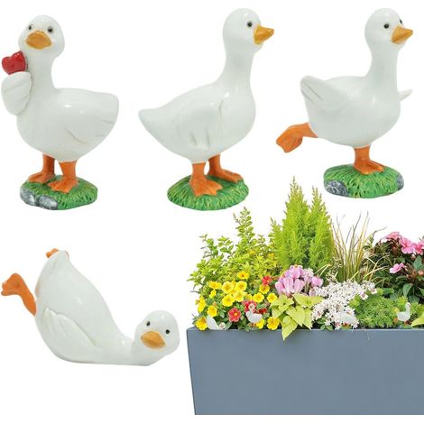 Statuen Kleine realistische Entenskulptur 4 teiliges Set