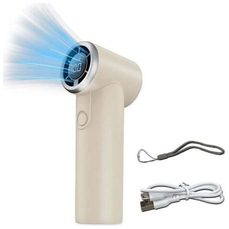 QORVA-Ventilateur pliable portable 2000 mAh, 5 pales, rechargeable par USB, 5 vitesses, écran LED, filaire, pour intérieur et extérieur (blanc cassé) XXW (1/4)