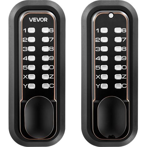 Serrure à Code Mécanique 4-7 Chiffres, Serrure de Porte d'Entrée sans Clé à Clavier Double Faces, pour Maison Intérieur Extérieur, avec Bouton de Porte, Verrouillage Automatique, Bronze Huilé (1/5)