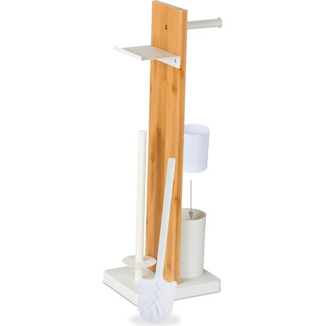 Piantana portarotolo e scopino pratica per bagno 68 x 27 x 18 cm testina dello scopino intercambiabile in ferro nero 130016666