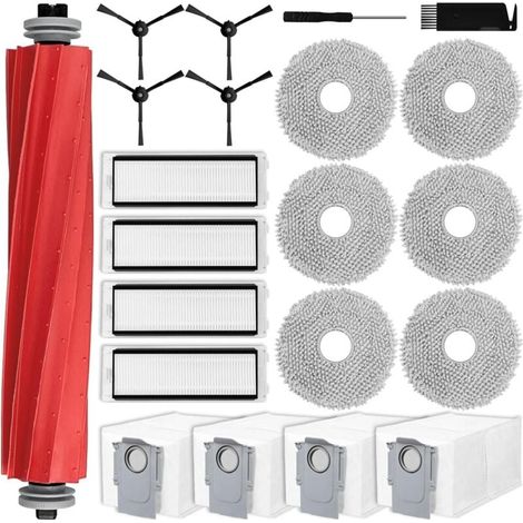 Replacement parts compatible with Roborock Q Revo, for Qrevo robot vacuum cleaner accessories: 1 main brush, 4 side brushes, 4 filters, 6 mop cloths, 4 dust bags (1/4)