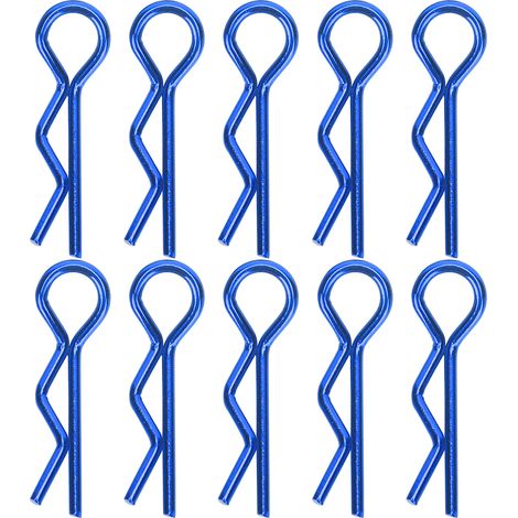 10 Pièces Attaches Métalliques en R pour Carrosserie RC 7mm, pour Voitures 1/5 1/6 1/8 1/10, Bleu (1/5)