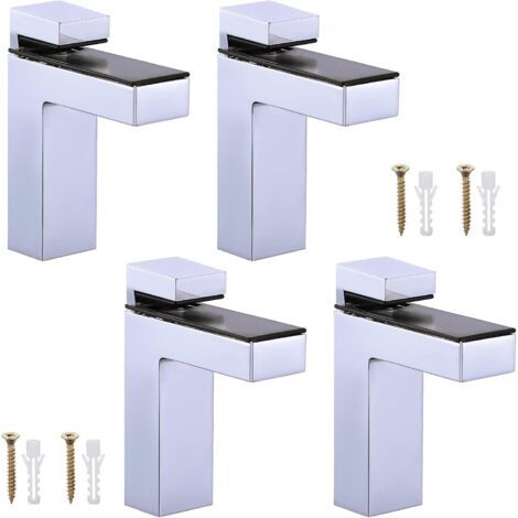 4Pack Support de tablette en verre en bois réglable Support de tablette en alliage de zinc solide Support de verre en bois pour étagère de 5-30 mm d'épaisseur (1/5)
