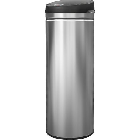 Poubelle à capteur 50 L en acier inoxydable avec fermeture douce, sans contact, pour cuisine et bureau, couleur argentée (1/5)