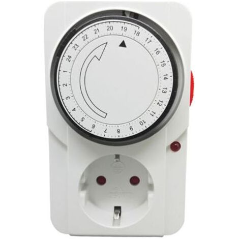 Programmateur journalier mécanique avec voyant, prise programmable 3000 W 16A, couleur blanc, minuterie programmable pour appareils électriques (1/4)