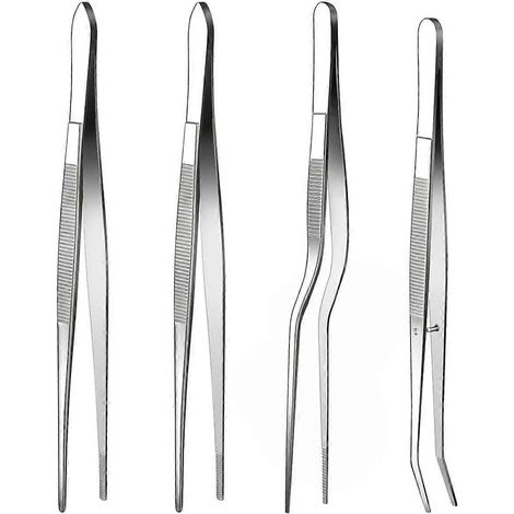 Pince à épiler fine, lot de 4 pinces de cuisine, pinces alimentaires de 16 cm (6,3 pouces) (1/5)
