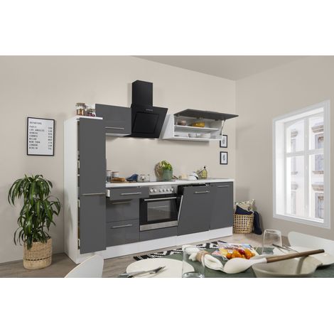 Cuisine Kitchenette Bloc cuisine Blanc Gris Amanda 250 cm Respekta Premium