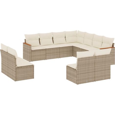 Maison Exclusive - Set de sofás de jardín 11pzas con cojines ratá (1/5)