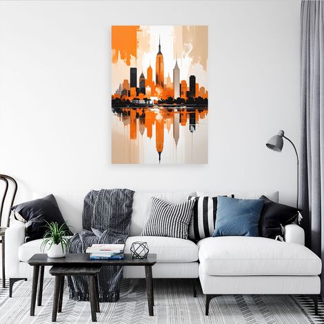 Wandbild Orangefarbene Stadtgebäude 60x90 (1/4)