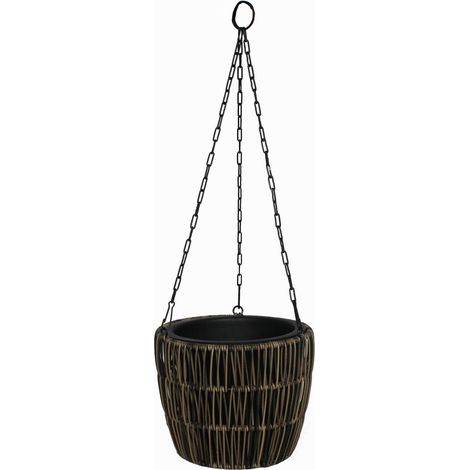 TrendLine Polyrattan Hängeampel Ø 22 x 18 cm mit Einsatz Körbe, Blumentöpfe, -kästen & Untersetzer