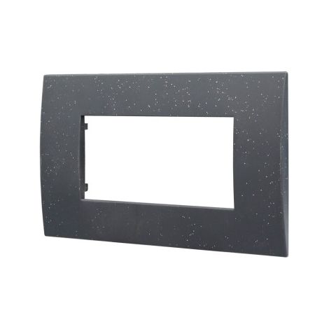 Placca Plastica ETTROIT Serie Venus 4 Posti/Moduli 504 Compatibile Con Vimar Arke, 14 Colori Disponibili (Nero Brillante)