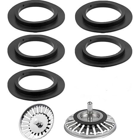 Joints de Bouchon d'Évier,5 PCS Joint d'Évier en Caoutchouc Joint Bonde Evier Joints à Lèvres Universels Joint en Élastomère pour Paniers Filtrants Vidange Bouchon de Vanne et Tamis lavabo Soup (1/4)