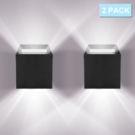 SWANEW Lampada da Parete a LED Impermeabile IP65 Lampada da Parete per Esterni Orientabile Design Up Down IP65 12W Nero Bianco Freddo 2 pz (1/5)
