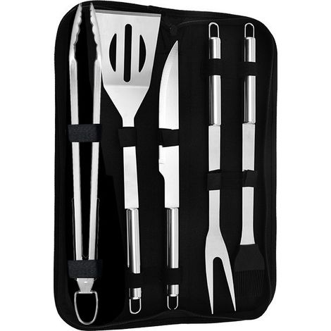 Ensemble Ustensiles Barbecue en Acier Inoxydable Professionnel 5pcs (1/5)