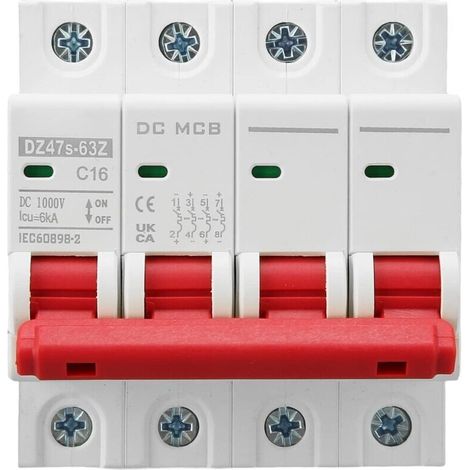 Disjoncteurs Miniatures 4P Système Solaire PV 16A Montage sur Rail DIN 6000A Capacité Segmentée DC1000V DZ47s 63Z C16 (1/4)