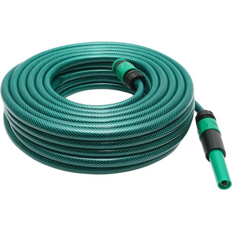Set tubo da giardino in PVC intrecciato 1/2 pollice – 20 m, con ugello spruzzatore regolabile, connettori e adattatore rubinetto 3/4–1/2 pollice – Breckner Germany (1/5)