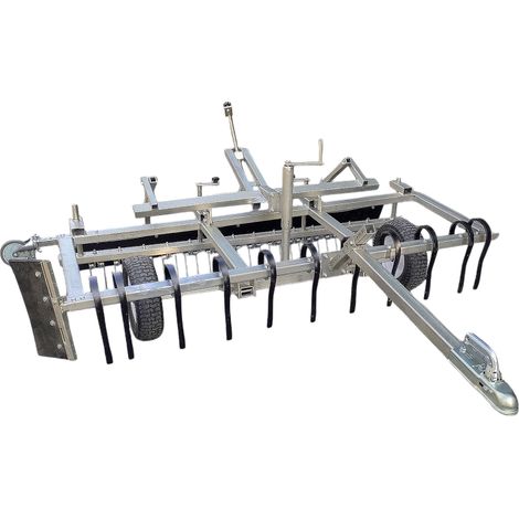 Torros – Herse de prairie aérateur 200 cm – 11 dents élastiques – Attelage quad 50 mm – Pour terrains accidentés – WEA2000