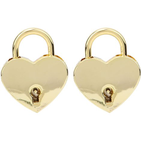 Lot de 2 Cadenas Vintage Coeur en Métal Doré avec Clés, 30x39mm, Fournitures Artisanales pour Maison (1/5)